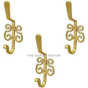 Porte-manteau mural en fer forgé au design tendance, forme unique, finition dorée, type queue de cheval, pour décoration intérieure - Product Image 4
