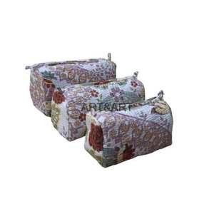 Juego de Bolsas de Maquillaje Grandes, Acolchadas de Algodón, Estampadas Multicolor, Resistentes al Agua, Ecológicas, Suaves, Ligeras, con Cierre, Ideales para Viajar - Product Image 3