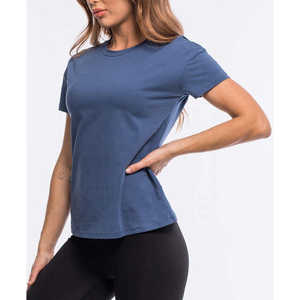 Camiseta Deportiva para Mujer, Ecológica, 100% Algodón, Azul, Secado Rápido, Ligera, Transpirable, para Gimnasio, Running, Entrenamiento, Fitness - Product Image 6