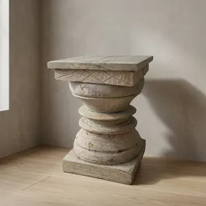 Mesa de Centro Rústica de Madera Hecha a Mano con Base de Madera Sólida, Diseño Antiguo, Muebles para Sala de Estar - Product Image 6