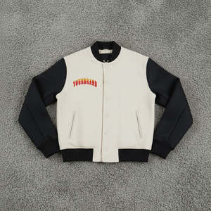 Chaqueta Varsity de Cuero para Hombre, Diseño en Blanco, Mangas de Cuero Multicolor, Tela Transpirable, Cintura Elástica, Chaquetas de Invierno para Hombre en Venta - Product Image 5