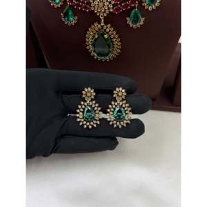 Indian Ethnic Sayali Victorian Premium Gold Plated CZ <b>Bridal</b> <b>Necklace</b> & <b>Earring</b> <b>Set</b> - Product Image 3