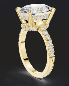 Bague de luxe en or jaune 14 carats avec diamant ovale de laboratoire pour femme, plaqué rhodium, bijou de mariage ou de fiançailles, cadeau - Product Image 2