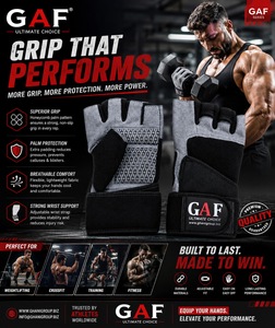 GAF Weightlifting <b>Gloves</b> PU Leather Anti-Slip WOD Gym Fitness Powerlifting Training Hand Palm Protection Pull Support OEM ODM - Product Image 1
