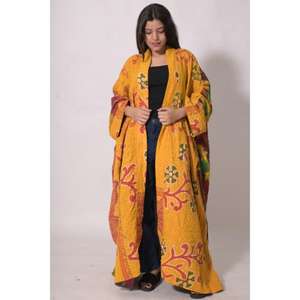 Chaqueta Acolchada de Algodón Kantha Gudri, Kimono con Estampado Floral, Bata de Baño para Mujer, Abrigo Largo Vintage Indio - Product Image 6
