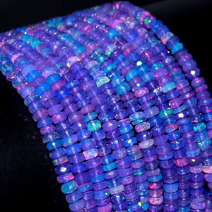 Cuentas facetadas de ópalo de fuego etíope morado AAA para la fabricación de joyas, 4-5 mm, 16 pulgadas, piedra preciosa natural con orificio de 0,50 mm - Product Image 1