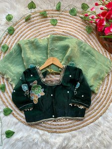 Pure soft fancy <b>satin</b> silk <b>saree</b> with beautiful hand work with pearl moti work net hand made flower work butta with cutdana - Product Image 4