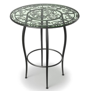 <b>Garden</b> Table Glass Top Iron Frame Traditional Design Rust-Resistant Weather-Resistant Eco-Friendly 4-Seater Outdoor Furniture - Product Image 3