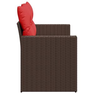 Canapé de patio 2 places en polyrotin marron avec coussins, canapés de jardin - Product Image 5