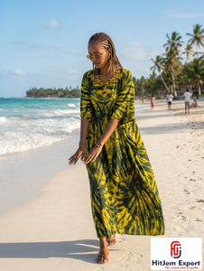 Women Printed <b>Kaftan</b> Beach Dress Lightweight <b>Summer</b> Cover Up Loose Fit Silk Cotton Rayon Polyester Custom Bulk Supplier - Product Image 4