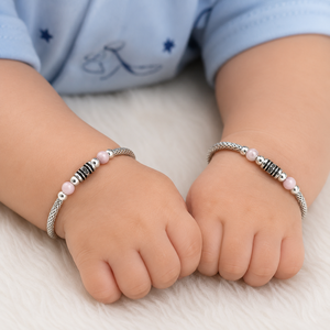 925 Sterling Silver Pink Crystal Beaded Chain <b>Bracelet</b> High Polish Vintage Style Women Girls Jewelry Gift Daily Wear Party - Product Image 1