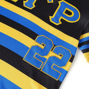 Maillot de baseball SGRHO noir, bleu roi et or, à rayures, à manches courtes, col en V, avec lettres grecques 1922, pour sororité, équipe universitaire et sports - Product Image 6
