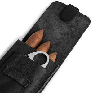 Estuche para cigarros de cuero de alta calidad con cortador integrado y diseño de cuero hecho a mano para uso ejecutivo, a la venta a bajo precio. - Product Image 4