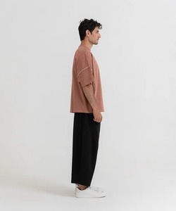 Camiseta de Algodón Extra Grande para Hombre, Color Sólido, Ribete en Contraste, Cuello Redondo, Manga Corta, Estilo Casual, Tejido de Punto Jersey - Product Image 3