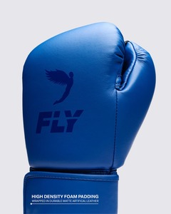 Gants de boxe Fly en cuir véritable, couleur bleue personnalisée, pour entraînement de boxe et salle de sport. - Product Image 2