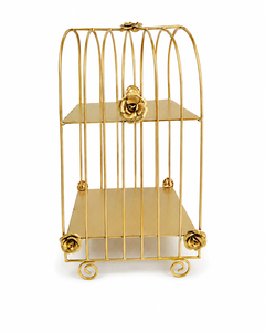 Gold Plated for Glam Luxury Floral Design Rectangle Tabletop <b>Vase</b> for Wedding Decor - Product Image 1