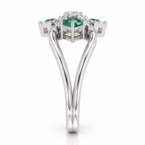 Bague Croix Princesse Verte Tendance en Or Jaune 14K avec Diamant de Laboratoire et Pierre Précieuse, Bijoux Personnalisés OEM - Product Image 2