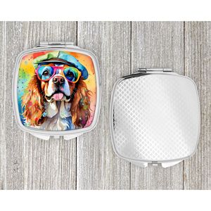 Cavalier Spaniel Hippie Dawg miroir de maquillage à main pliant compact cadeau de voyage décoratif pour femmes et filles - Product Image 4