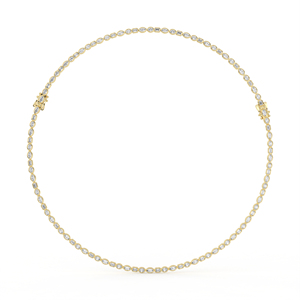14K 18K Lab Grown Diamond Tennis Necklace Marquise Oval Emerald Cut Gold Bezel <b>Set</b> Multi Shape Luxury Choker Fine Wedding Party - Product Image 1