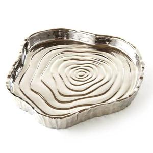 Elegant <b>Silver</b> Serving <b>Tray</b> With Gold Bow Handles Polished Metal Finish Residential Use Birthday parties Dining Table Decor Use - Product Image 5