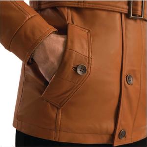 Chaquetas de cuero marrón para hombre, ropa cálida para invierno, elegantes y suaves chaquetas de cuero genuino para viajes al aire libre, uso casual, ropa exterior premium. - Product Image 5