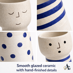 Juego de Jarrones de Cerámica Hechos a Mano con Acabado Brillante, Decoración Minimalista Ecológica, Hecho en India, Estilo Moderno para el Hogar - Product Image 2