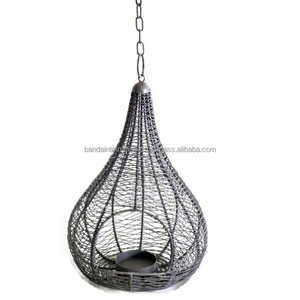 Bougeoir Votif Rond en Fer Lot de 2 Pièces Revêtement en Poudre Noire Finition Suspendue Décoration de la Maison Avec Autres Bougeoirs - Product Image 3