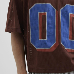 Men's V-Neck <b>Mesh</b> Football Jersey Tackle Twill 00 Number Customizable Breathable Sportswear Adult Size Regular Short Sleeve - Product Image 4