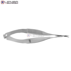 เครื่องมือแพทย์สำหรับจักษุวิทยา VANNAS กรรไกรผ่าตัดแบบโค้งขนาด 3.2 นิ้ว 8 ซม. ใบมีดสั้นสำหรับการผ่าแคปซูล ด้ามจับแบน ปลายแหลมคม - Product Image 4