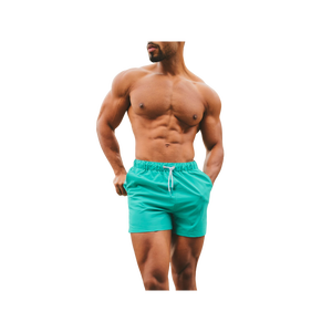 Men's Solid Color <b>Polyester</b> Board Shorts Mid Waist Drawstring Closure Quick Dry Casual Style Short Length - Product Image 3