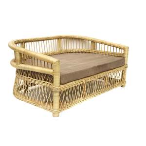 Dark Brown Rattan Dog Bed Couch Rectangular High Back Wicker Pet Bed Basket Durable Outdoor <b>Indoor</b> Pet Lounge Sofa Furniture - Product Image 4