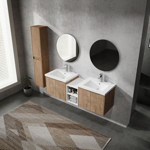 Mobile bagno sospeso da 60 pollici con lavabo e ante a chiusura ammortizzata 00112IMOx2 0624IMOx2 0612GWH - Combinazione mobiletto - Product Image 5