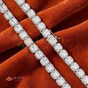 925 Silver Asscher Cut Moissanite Tennis <b>Chain</b> Necklace <b>Iced</b> <b>Out</b> Luxury Diamond Look Hip Hop Jewelry Gift Trend - Product Image 2