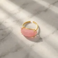 Bague de mariage islamique tendance en or 18 carats plaqué laiton, ajustable, pour femme, avec pierre précieuse naturelle Chalcédoine Œil de Chat en forme de lune – Meilleure vente