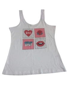 Roxanne Ritchi Débardeur gris à imprimé motif pour femme, col en V, manches courtes, décontracté, 100 % coton, coupe ajustée, respirant - Product Image 2