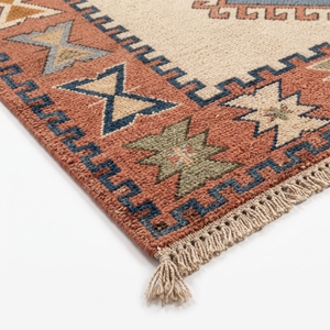Tapis d'intérieur bohème géométrique en laine/coton à poils ras, résistant à l'huile, avec franges, pour chambre, salon, décoration intérieure, grand format - Product Image 2