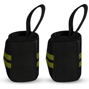 Bandes de poignet élastiques de haute qualité avec boucles pour le pouce, en polyester et nylon, fermeture auto-agrippante pour la musculation, l'haltérophilie et la gym - Product Image 3