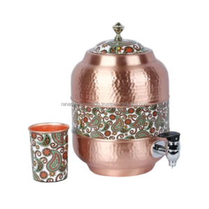 Distributeur d'eau en cuivre de concepteur traditionnel Avantages pour la santé ayurvédique Pot d'eau en cuivre avec verre pour le stockage de l'eau - Product Image 2