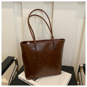 Bolso de Hombro de Cuero Genuino 2026, Diseño Minimalista Texturizado, Parte Superior Abierta, Dos Correas de 50-65 cm de Largo, Uso Diario en Todas las Estaciones - Product Image 5