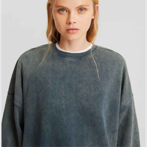 Ensemble de survêtement décontracté pour femme en coton lavé, col rond, manches longues, coupe ample, couleur unie, automne - Product Image 4