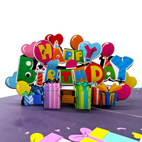 Tarjeta de Cumpleaños 3D Pop-up Personalizada Hecha a Mano, con Regalos y Globos, Impresión Offset, Superventas 2025