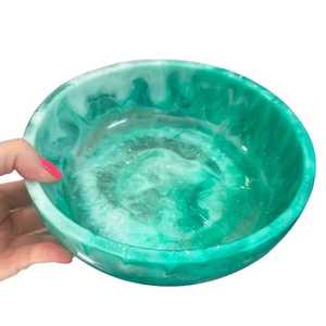 Vente en gros de bols en résine écologiques faits à la main, tendance, design moderne, finition polie, glaçure bleue et blanche, pour servir les aliments, vaisselle de mariage - Product Image 4