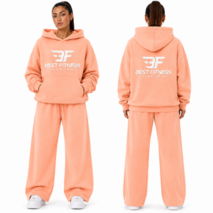 Ensemble de survêtement 2 pièces surdimensionné pour femme, 100 % coton premium, grande taille, streetwear de luxe, tenue d'hiver - Product Image 5