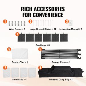 Carpa Plegable de 10x20 Pies con Paredes Laterales Removibles, Gazebo Portátil Instantáneo con Bolsa con Ruedas, Resistente a los Rayos UV e Impermeable - Product Image 6