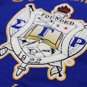 Suéter Cárdigan SGRho Azul Rey Dorado, Ropa de Hermandad Griega Sigma Gamma Rho HBCU, Letras Griegas de Chenille, Botones Tejidos Personalizados - Product Image 5