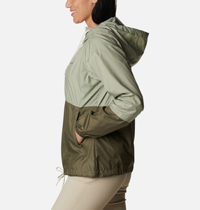 Two Tone Sage Green Womens <b>Packable</b> Windbreaker <b>Jacket</b> Lightweight Block Color Hooded Wind <b>Jacket</b> with Drawstring Bottom - Product Image 2