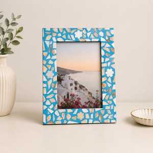 Elegant Mother of Pearl Inlay Wood Hand Carved Lightweight Full Color Vertical Photo <b>Frame</b> Tabletop/Wall <b>Mount</b> Custom Size - Product Image 1