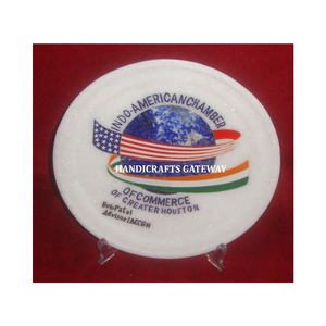 Meilleure plaque d'incrustation de marbre blanc indien nouvelle forme ronde de conception de fleur pour le but de décoration à la maison en quantité en vrac - Product Image 6