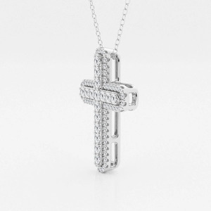 Collar con Colgante de Cruz de Diamantes Cultivados en Laboratorio con Pavé de Oro Blanco - Product Image 3