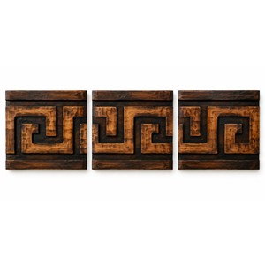 Paneles de Arte Mural de Diseño Tradicional de Oaxaca Monte Alban, Hechos a Mano con Madera de Mango, por Aqudus Saleem, Venta al Por Mayor - Product Image 1